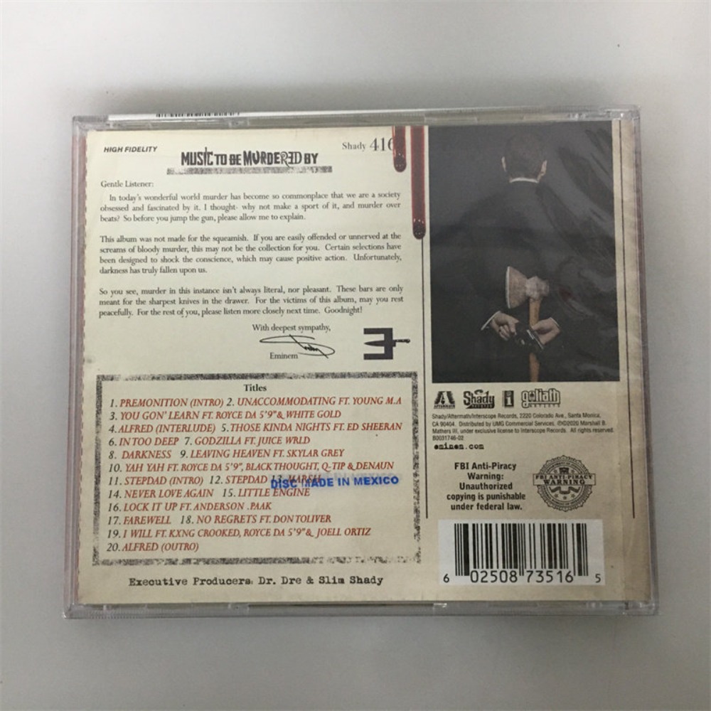 CD 'Music To Be Murdered By' E - Audio Music Hip Hop avis et prix